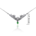 Angel Face Necklace with Dangling Emerald Gem