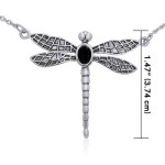 Dragonfly Necklace with Black Onyx Gem