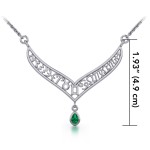 12 Zodiac Symbols Silver Necklace with Teardrop Emerald Birthstone