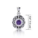 Celtic Knot Round Pendant with Amethyst Gemstone
