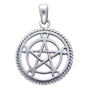 Moon Pentacle Sterling Silver Pentagram Pendant