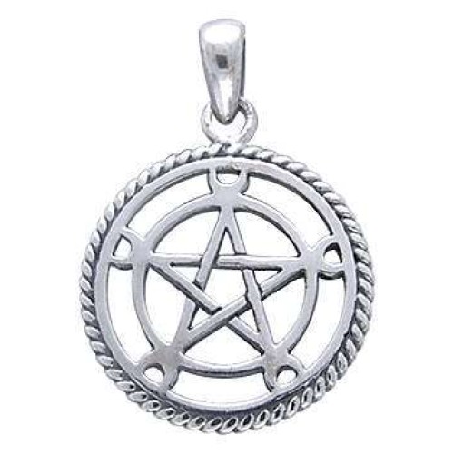 Moon Pentacle Sterling Silver Pentagram Pendant