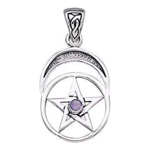 Gemstone Sterling Silver Pentagram Pendant
