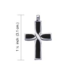 Infinity Cross Silver Black Onyx Inlay Pendant