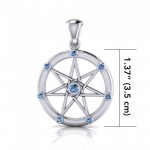 Elven Star with Blue Topaz Gems Silver Pendant