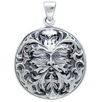 Green Man Sterling Silver Pendant