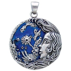 Luna Moon Goddess Pendant in Sterling Silver