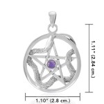 Star and Weaving Snake Silver Pendant with Amethyst