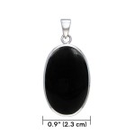 Large Silver Oval Inlay Black Onyx Pendant