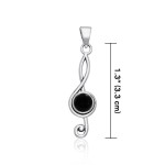 Music Clef Black Onyx Cabochon Gem Pendant