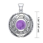 Wheel of the Year Silver Pendant with Amethyst