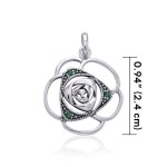 Blooming Rose Pendant with Emeralds