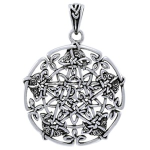 Intricate Knotwork Pentacle Pendant in Sterling Silver