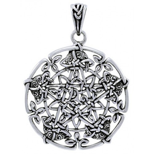 Intricate Knotwork Pentacle Pendant in Sterling Silver