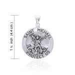 Saint Michael Large Silver Pendant