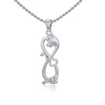 Infinity Cat with Heart and Celtic Trinity Knot Pendant