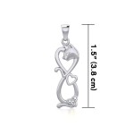 Infinity Cat with Heart and Celtic Trinity Knot Pendant