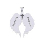 Guardian Angel Wings Pendant with Aquarius Zodiac Sign 