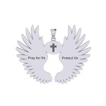 Guardian Angel Wings Pendant with Aries Zodiac Sign 
