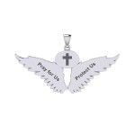 Guardian Angel Wings Pendant with Taurus Zodiac Sign 