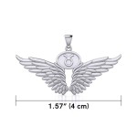 Guardian Angel Wings Pendant with Taurus Zodiac Sign 