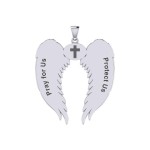Guardian Angel Wings Pendant with Cancer Zodiac Sign 