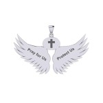Guardian Angel Wings Pendant with Leo Zodiac Sign 