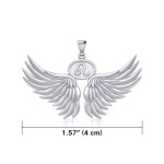 Guardian Angel Wings Pendant with Leo Zodiac Sign 