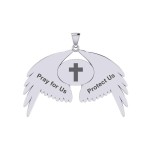 Guardian Angel Wings Pendant with Virgo Zodiac Sign 