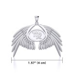 Guardian Angel Wings Pendant with Virgo Zodiac Sign 