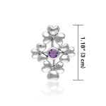 Four Celtic Shamrocks Pendant with Amethyst