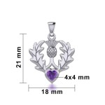 Thistle Pendant with Amethyst Heart