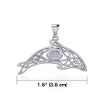 Celtic Whale Pendant with Rainbow Moonstone