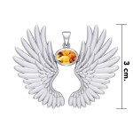 Guardian Angel Wings II Pendant with Citrine Birthstone 