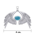 Guardian Angel Wings IV Pendant with Turquoise December Birthstone 