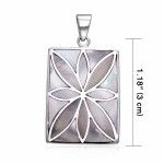 Flower Flat Mother of Pearl Cabochon Rectangle Pendant 