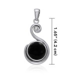 Spiral Black Onyx Cabochon Pendant