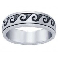 Wave Curl Sterling Silver Fidget  Spinner Ring