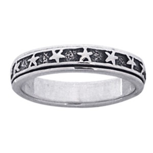 Star Sterling Silver Fidget  Spinner Ring