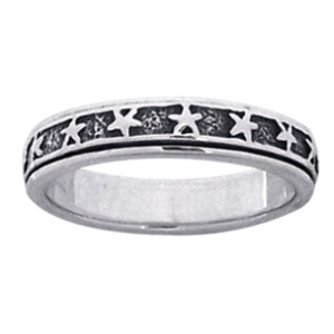 Star Sterling Silver Fidget  Spinner Ring