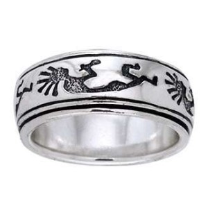 Kokopelli Sterling Silver Fidget  Spinner Ring