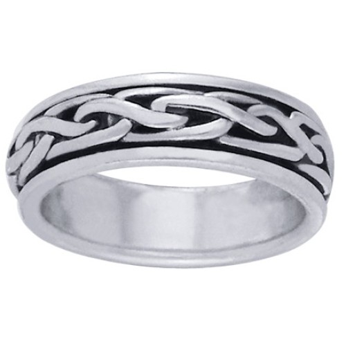 Celtic Knot Narrow Sterling Silver Fidget Spinner Ring