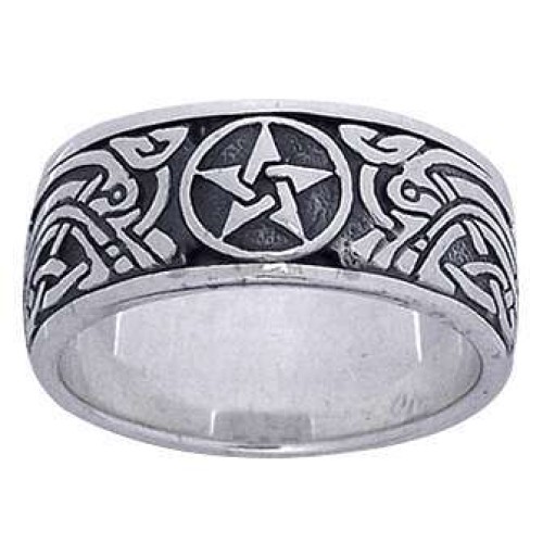 Pentacle Celtic Knot Sterling Silver Fidget Spinner Ring