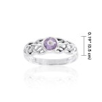 Celtic Knots Silver Ring with Amethyst Gemstone
