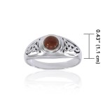 Celtic Knotwork Ring with Garnet Gem