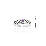 Celtic Knotwork Amethyst Silver Toe Ring