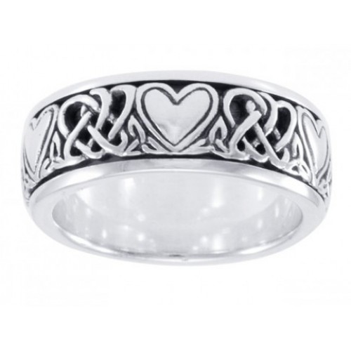 Celtic Hearts Sterling Silver Fidget Spinner Ring