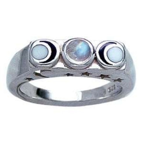 Phases of the Moon Sterling Silver Moonstone Ring