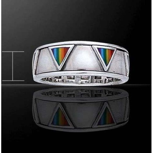 Rainbow Triangles Sterling Silver Fidget Spinner Ring