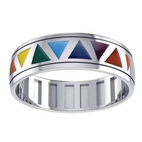 Rainbow Triangles Fidget Spinner Ring
